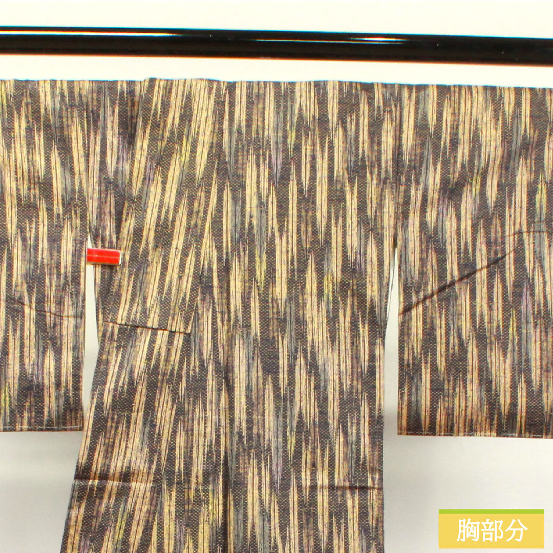 紬 正絹 身丈163cm 裄丈66cm 幾何学模様 しつけ糸付き Aランク 袷 グラデーション系 1116002873499