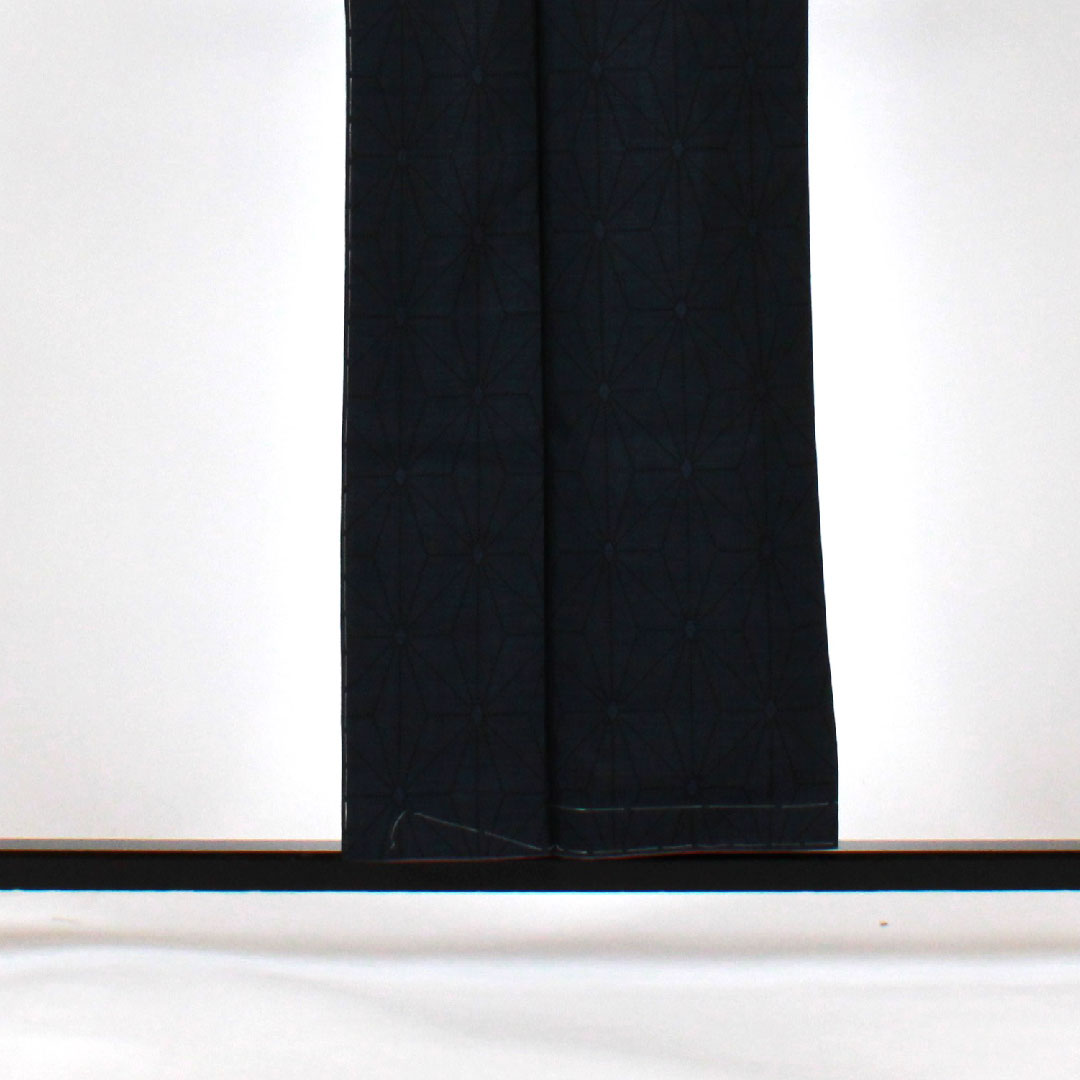 Oshima Tsumugi, Length 156cm, Sleeve length 62cm, Weft and weft kasuri, Asanoha, Pure silk, S rank, Awase, Navy blue, 1116001202318