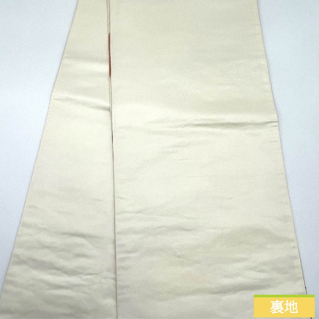 袋帯 珊瑚色(さんごいろ) 花車 観世流水 変わり市松 帯丈428cm 正絹 Aランク 六通 フォーマル 橙系 1123011133326