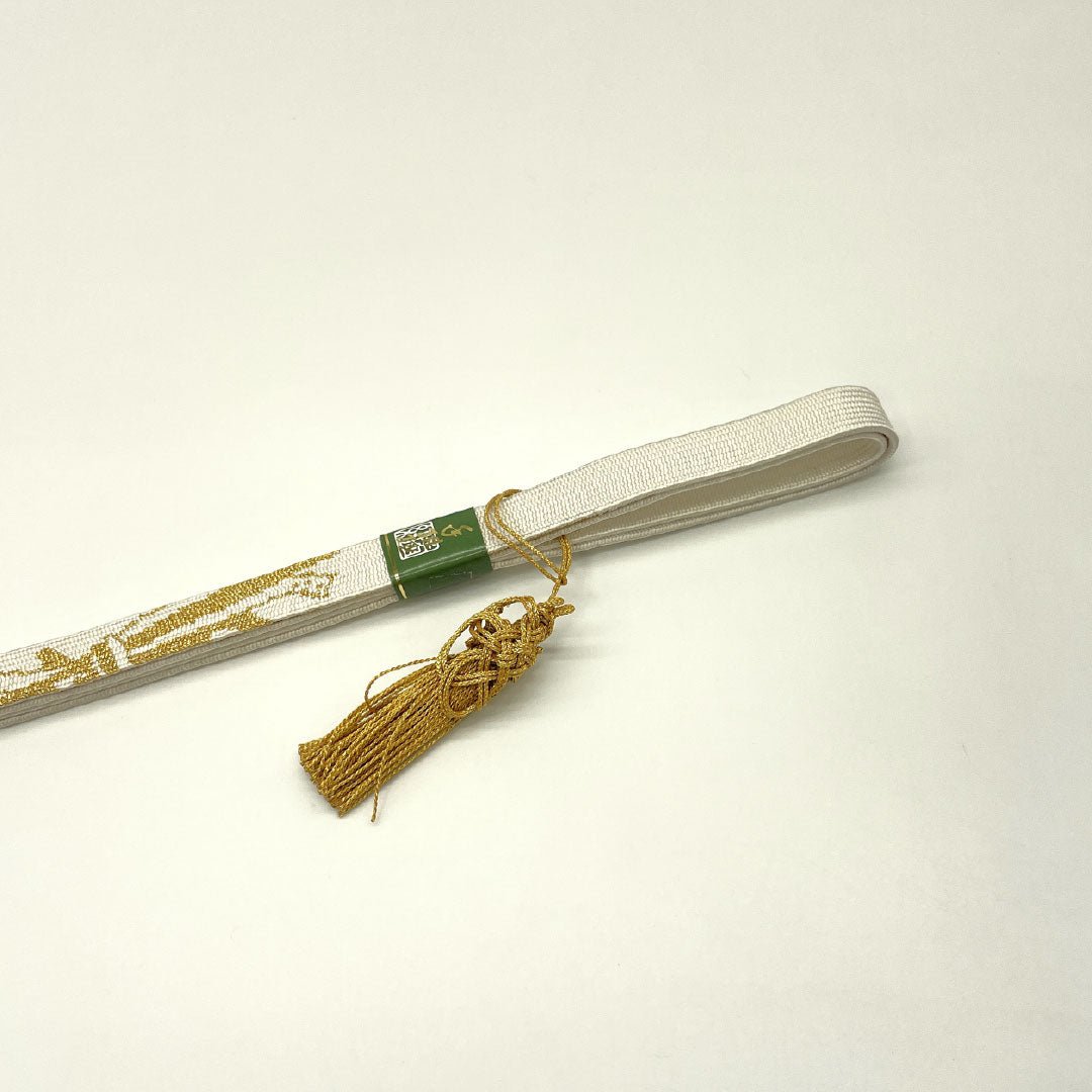 (新古品) 帯締め・帯揚げセット 正絹 NEWランク 白色(しろいろ) 留袖用 古典柄 扇 長さ約160cm 幅約1.7cm フォーマル 白系 1141000451311