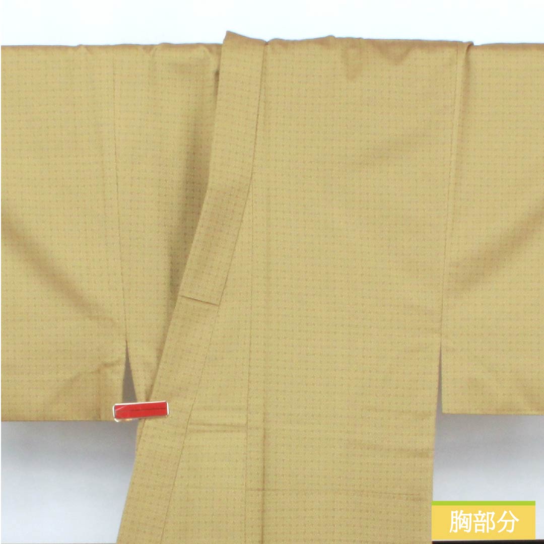男物 正絹 Sランク 身丈150.5cm 裄丈65.5cm 梨子色(なしいろ) 幾何学模様 袷 黄系 1119001012523