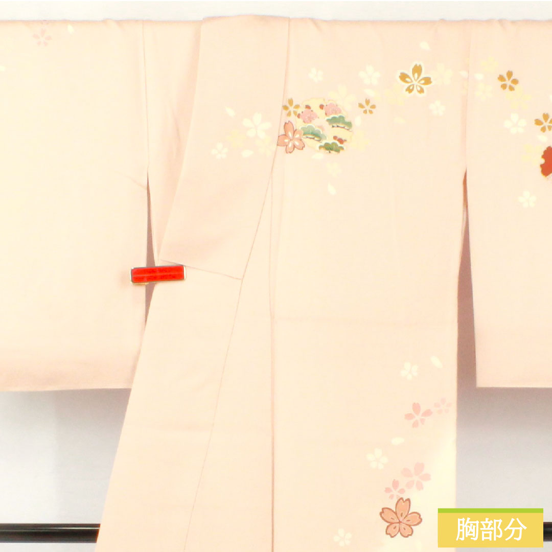 訪問着 正絹 袷 身丈162.5cm 裄丈67.5cm 今様色(いまよういろ) 京友禅 雪輪 桜 Aランク ピンク系 1112005013413