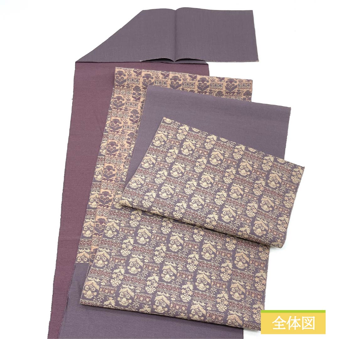 Nagoya obi, Kikyo Nezuiro (Grey-colored bellflower), Shosoin pattern, obi length 335cm, pure silk, A rank, six-pass, casual, purple, 1124007933320, Matsuba style