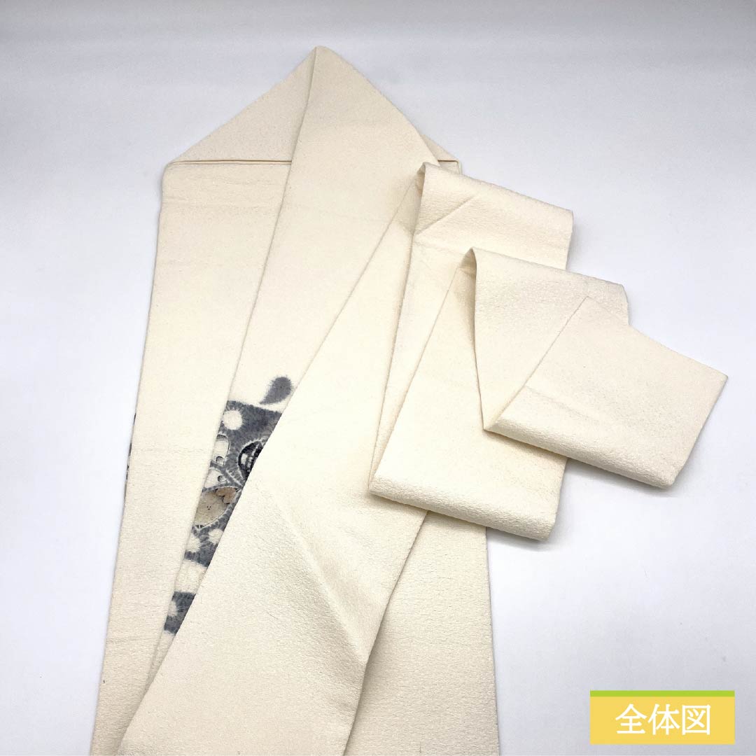 名古屋帯 乳白色色(にゅうはくしょくいろ) 作家物 辻ヶ花 帯丈357cm 正絹 Bランク ポイント柄 セミフォーマル 白系 1124008384311 名古屋仕立て