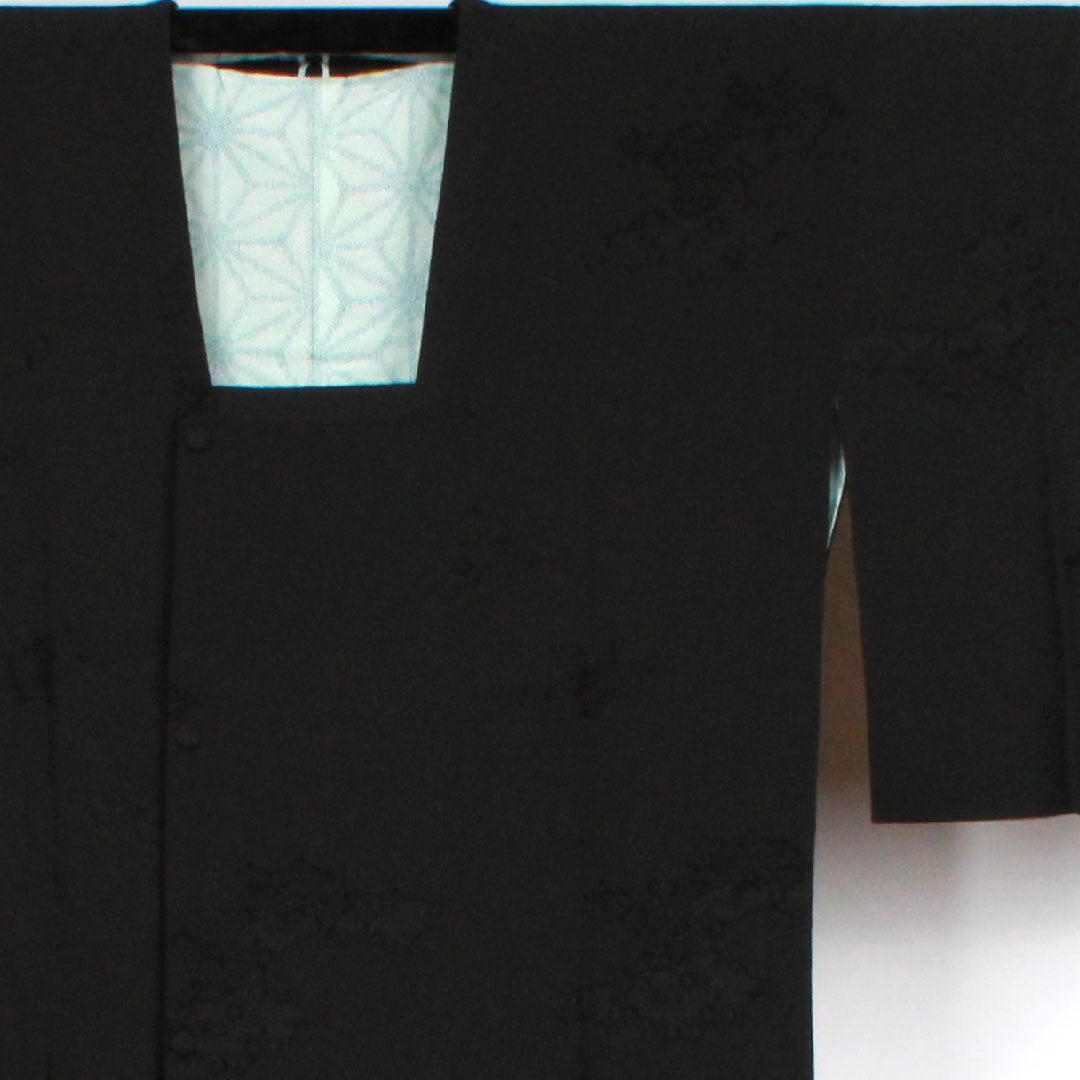 Michiyuki coat, length 93cm, sleeve length 65cm, for mourning, pure silk, S rank, lined, black, 1117000482910