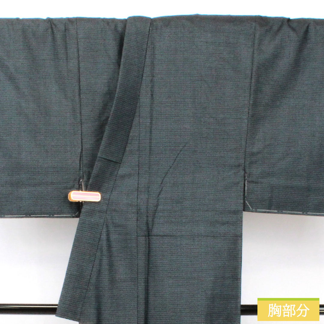 男物 正絹 Sランク 身丈137.5cm 裄丈66.5cm 濃紺色(のうこんいろ) 大島紬 100亀甲 しつけ糸付き 袷 紺系 1119001632318