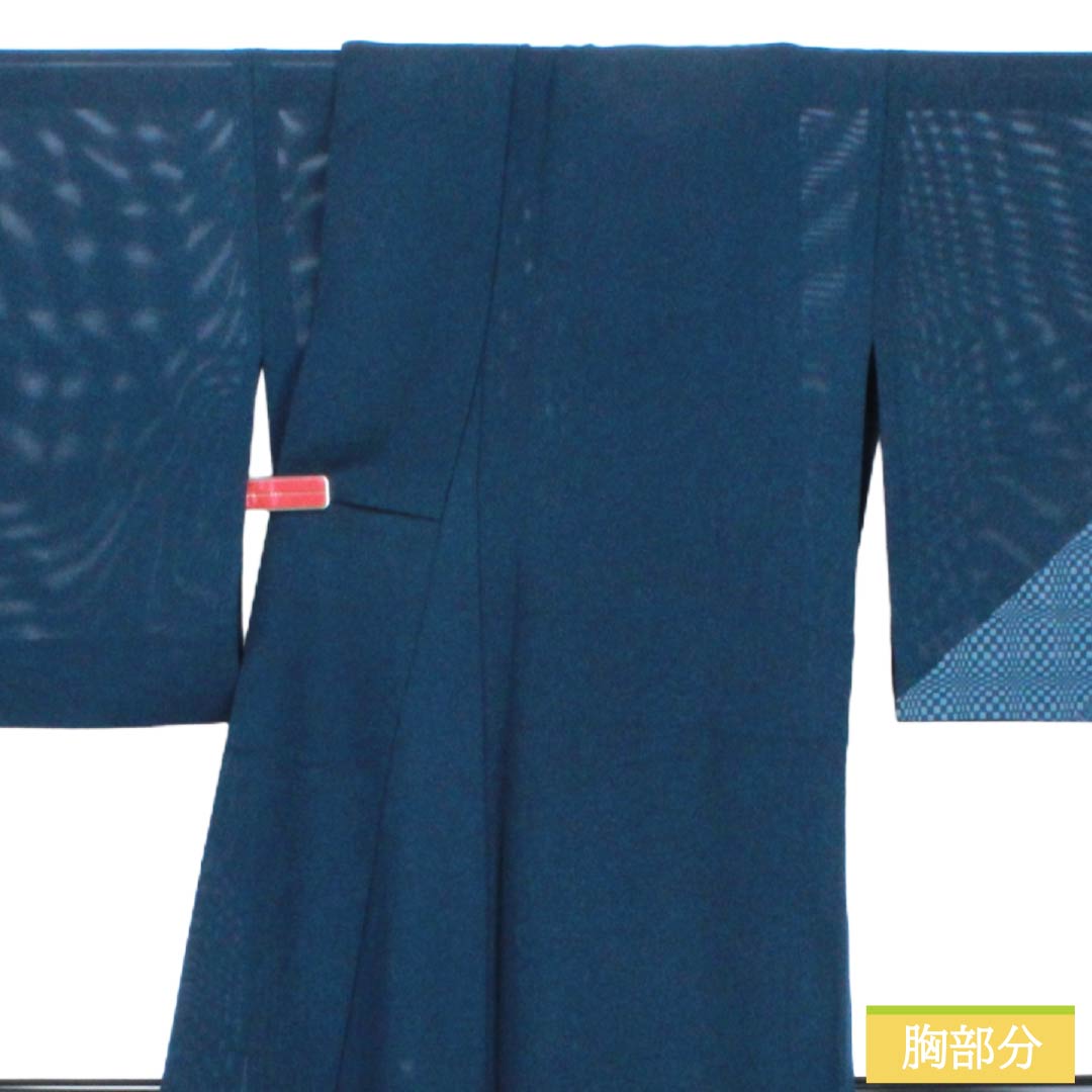 夏物 正絹 付下げ Aランク 身丈163.5cm 裄丈67.5cm 紺色(こんいろ) 型染 幾何学模様 健勝苑ガード 絽 紺系 1132005033418