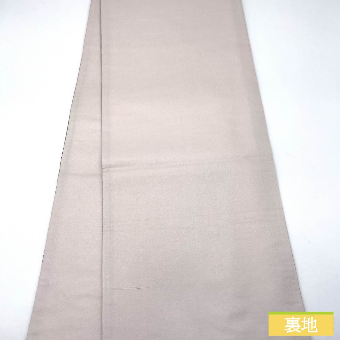 袋帯 正絹 青柳鼠色(あおやなぎねずいろ) 絞り 辻ヶ花 帯丈442cm Sランク ポイント柄 セミフォーマル 緑系 1123014842319