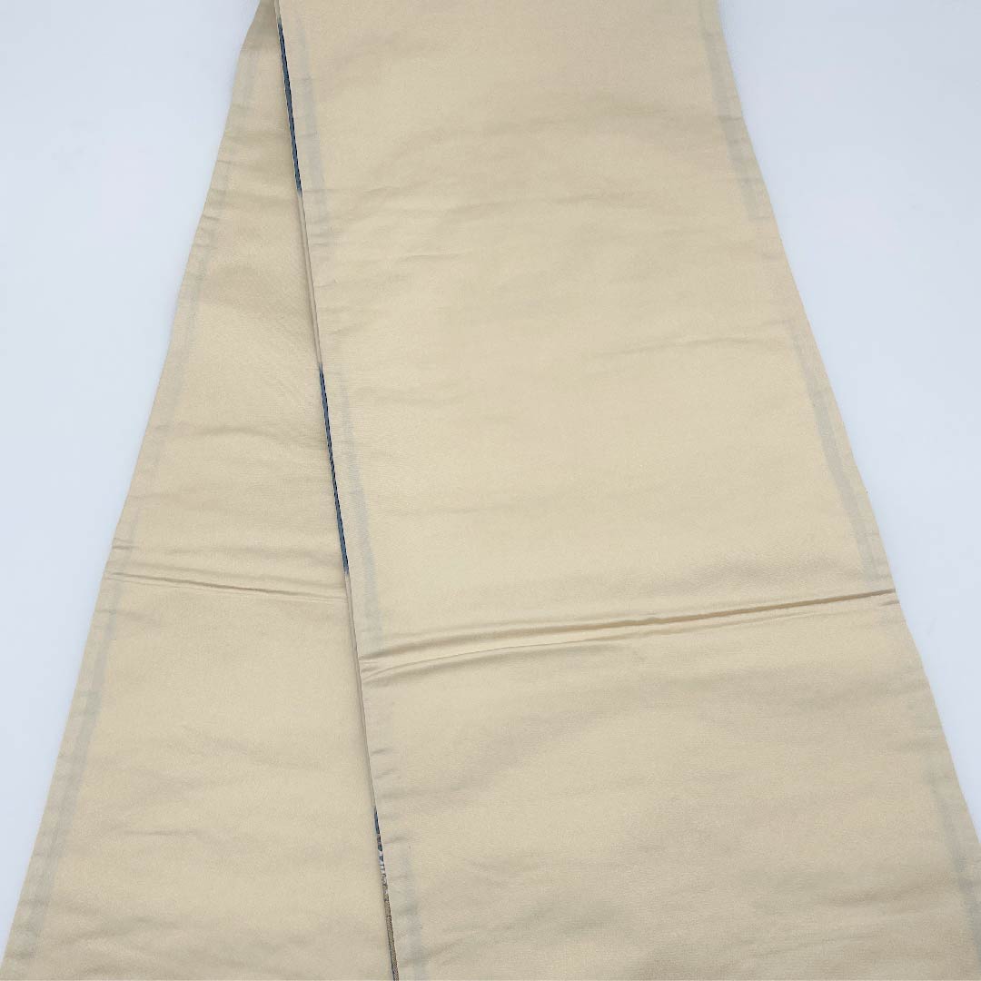 袋帯 薄縹色(うすはなだいろ) 象牙色(ぞうげいろ) 唐織 花柴竹垣紋 帯丈432cm 正絹 Aランク 六通 セミフォーマル グラデーション系 1123005353399