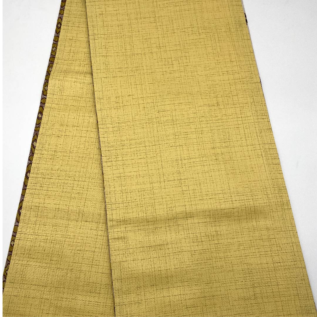 Obi (Fukuro Obi) in Okina Brown, Floral Sarasa, Geometric Pattern, Length 457cm, Pure Silk, A Rank, Six-Way, Casual, Pink, 1123007183413