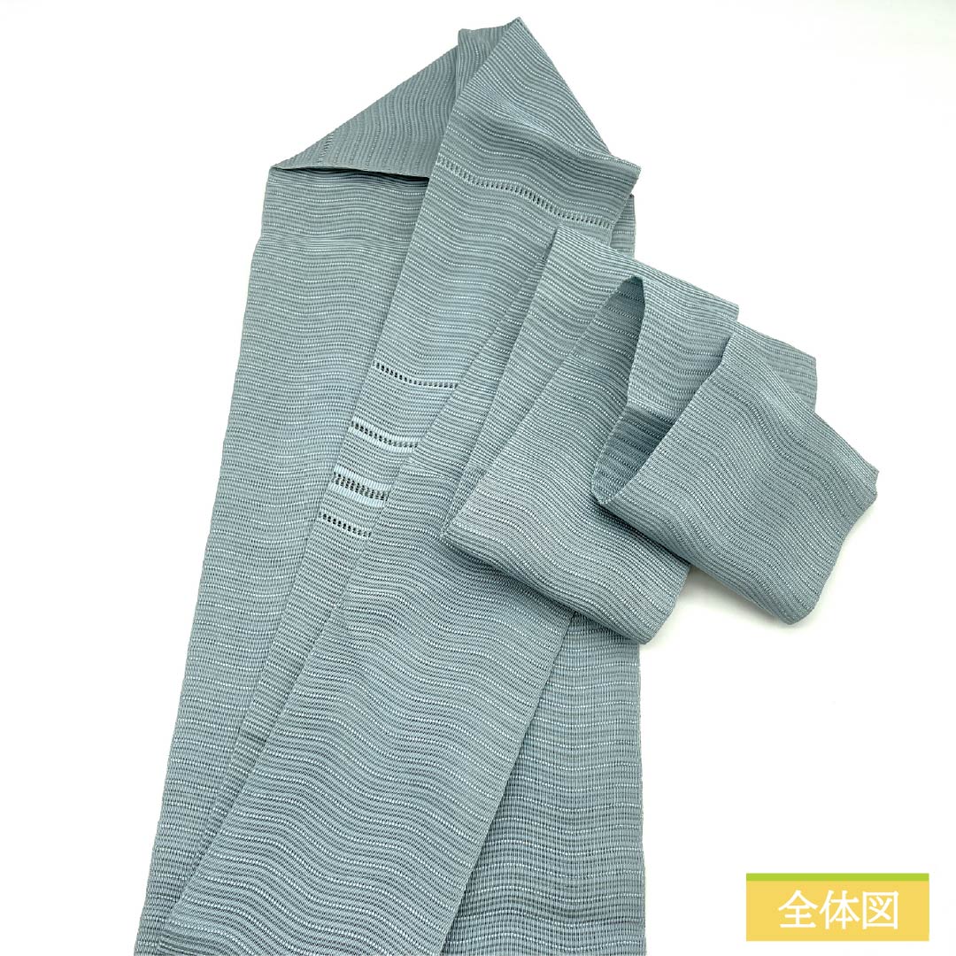 名古屋帯 沈香茶色(とのちゃいろ) 夏帯 抽象模様 帯丈365cm 正絹 Sランク ポイント柄 カジュアル 水色系 1124008622324 名古屋仕立て