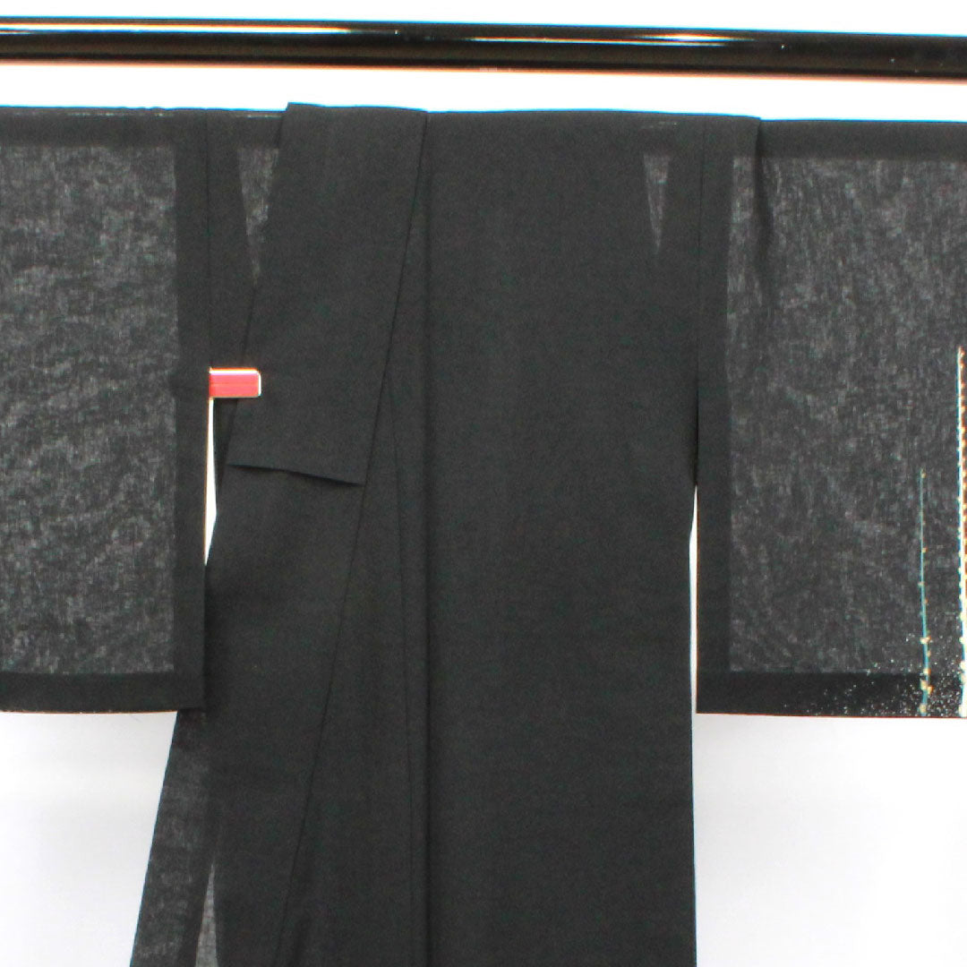 夏物 正絹 訪問着 身丈164cm 裄丈63cm 抽象模様 紗 Sランク 黒系 1132001322410