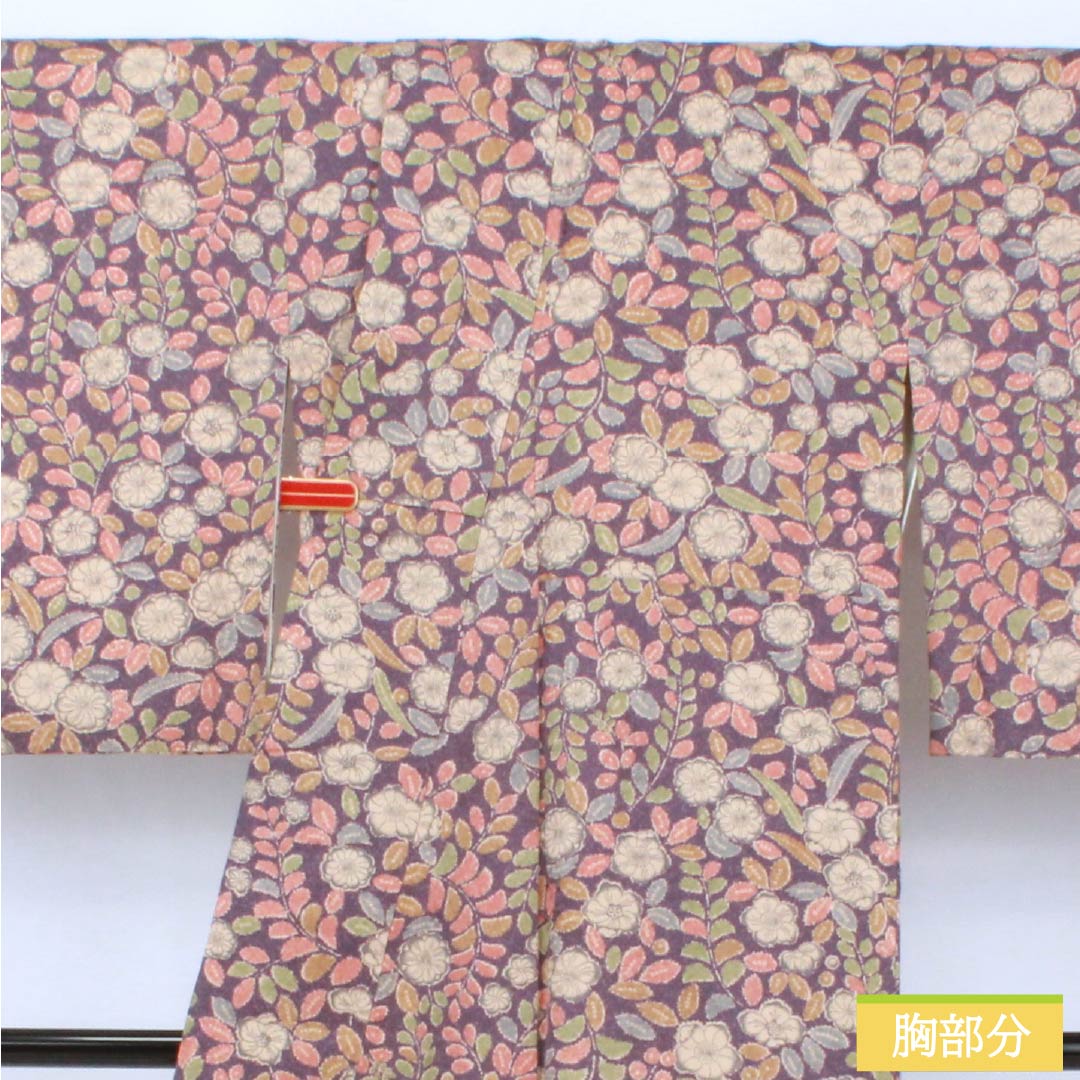 小紋 正絹 Aランク 身丈163cm 裄丈68cm 袷 中紫色(なかのむらさきいろ) 辻ヶ花 紫系 1115007723420