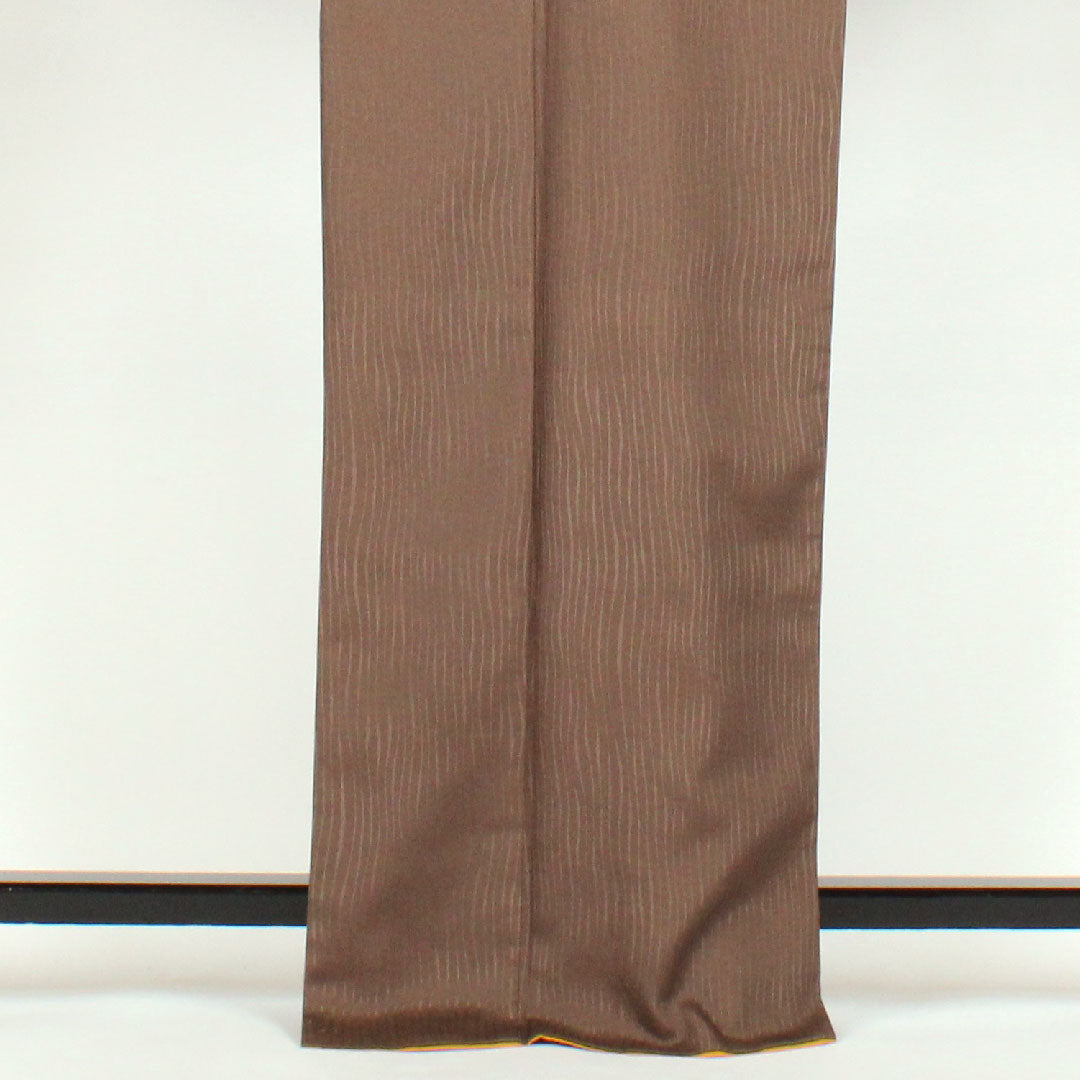 訪問着 ポリエステル 袷 身丈167cm 裄丈67cm 洗える着物 桜 Aランク 茶系 1112000393514