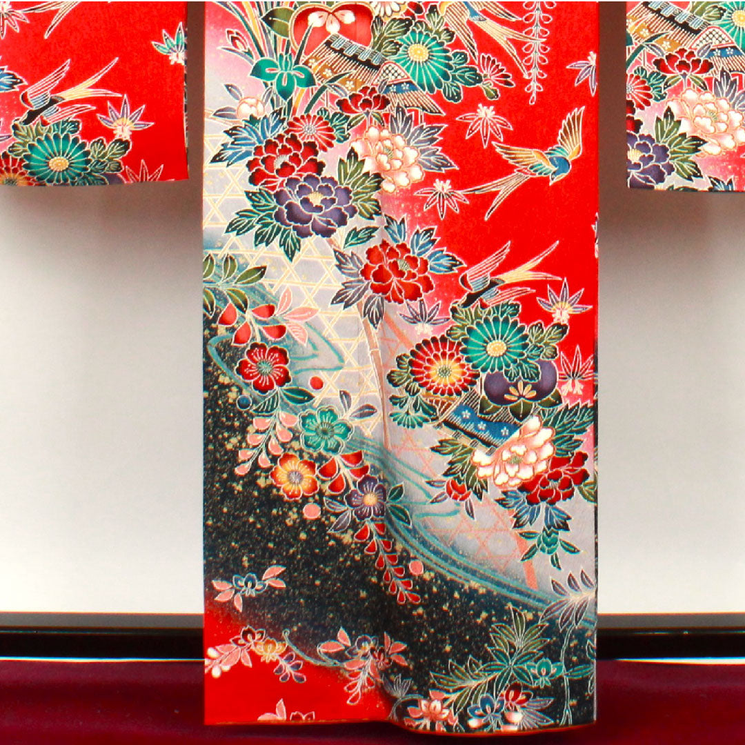 振袖 身丈163cm 裄丈64cm 袷 茜色 型染 吉祥文様 正絹 Sランク 赤系 1113000862412