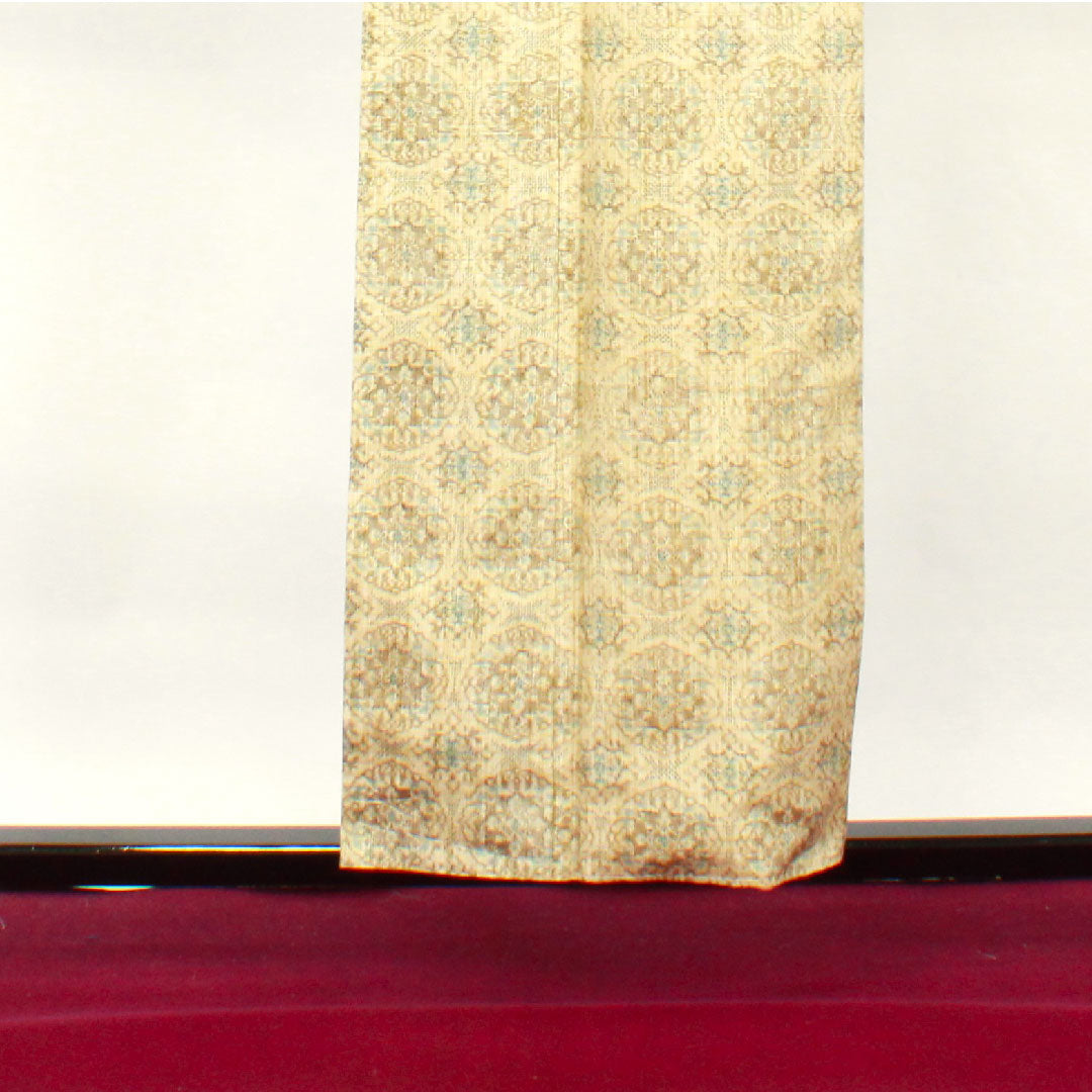 紬 身丈156cm 裄丈62cm 未使用品 しつけ糸付き 東京白茶色 抽象模様 正絹 Sランク 袷 クリーム系 1116002252315