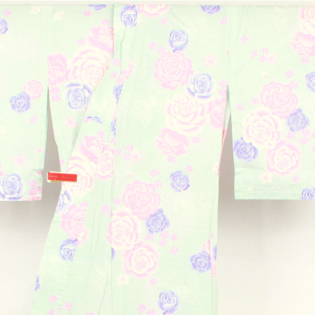 Yukata Indigo White Rose Cherry Blossom Butterfly Cotton A Rank Single Layer Length 158.5cm Sleeve Length 63.5cm Blue 1118001113317