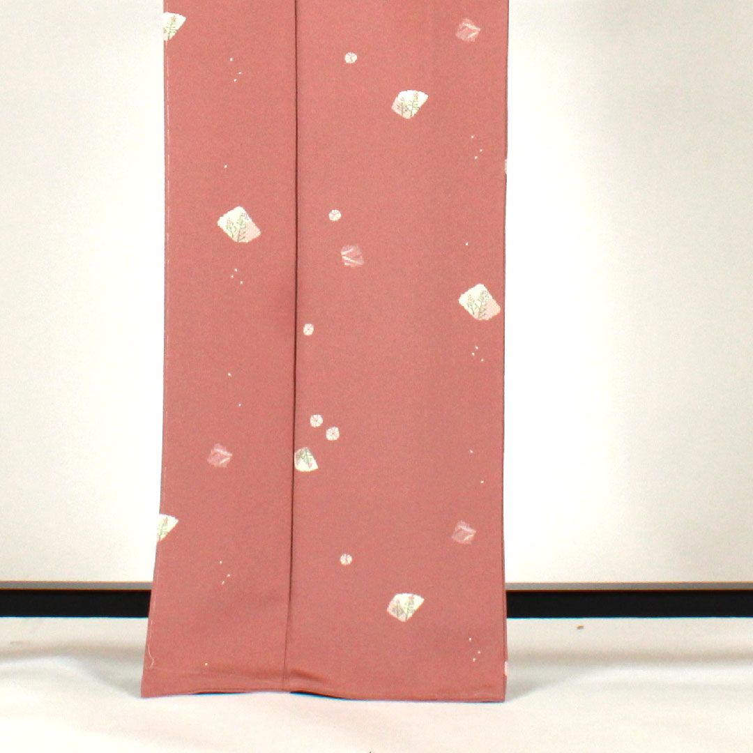 Small pattern, Length 167cm, Sleeve length 69cm, Awase, Washable kimono, Floral pattern, Polyester, S rank, Pink, 1115001612513