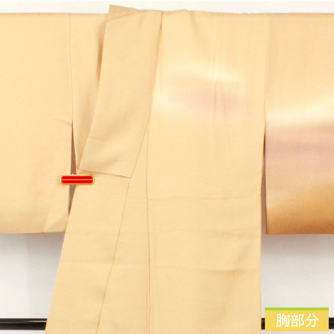 Homongi, pure silk, lined, length 162.5cm, sleeve length 64cm, koji-iro, Kyo-yuzen, tsukesage, plum, S rank, beige, 1112005292425