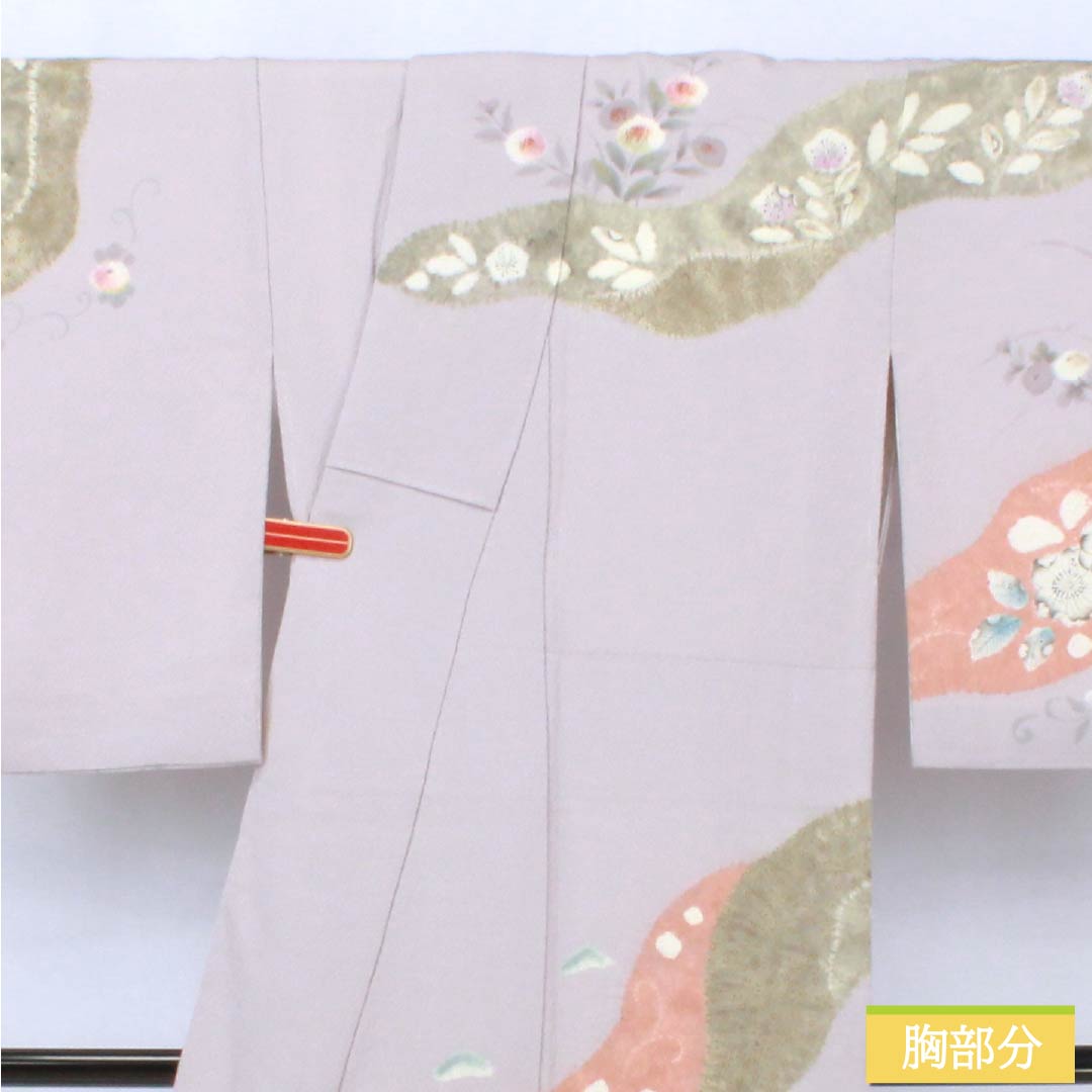 訪問着 正絹 Aランク 袷 身丈151.5cm 裄丈62cm 霞色(かすみいろ) 京友禅 辻ヶ花 紫系 1112006793220