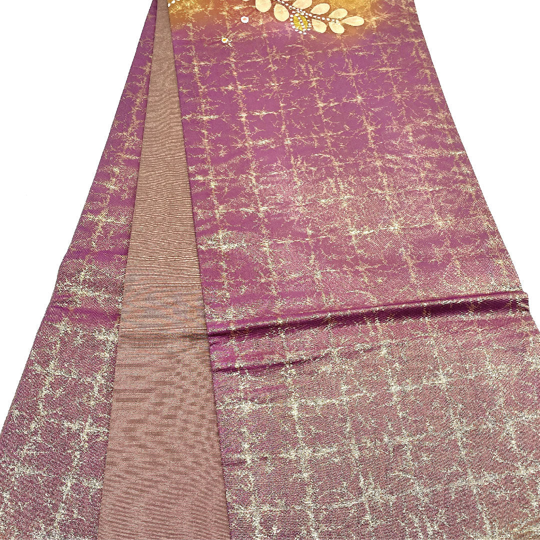 Fukuro Obi Tsujigahana Artist's work Fukure weave Obi length 424cm Pure silk S rank Point pattern Formal Purple 1123004602320