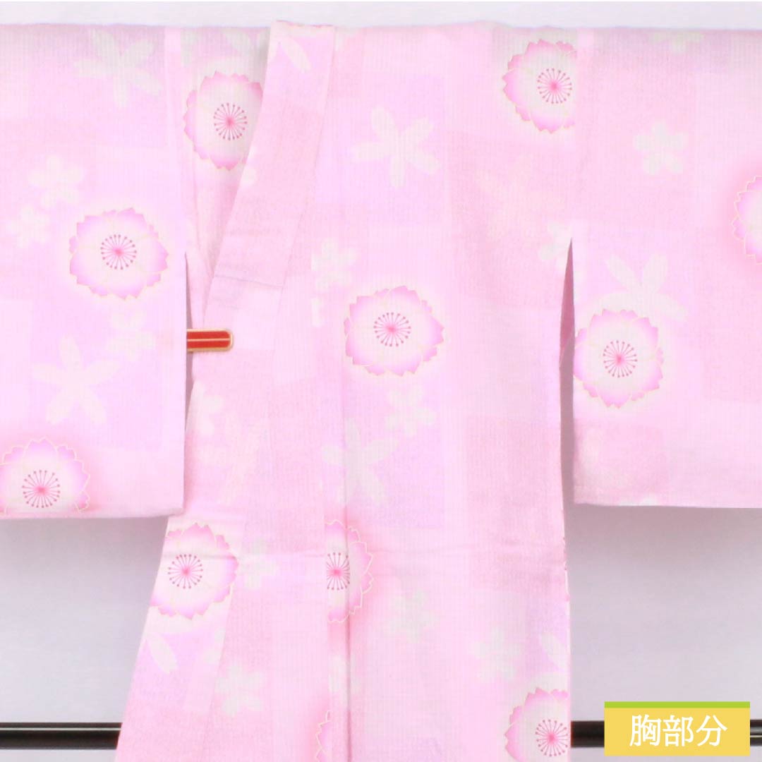 浴衣 木綿 身丈159cm 裄丈65.5cm Bランク 単衣 ピンク系 唐棣色(にわうめいろ) 八重桜 1118006074313