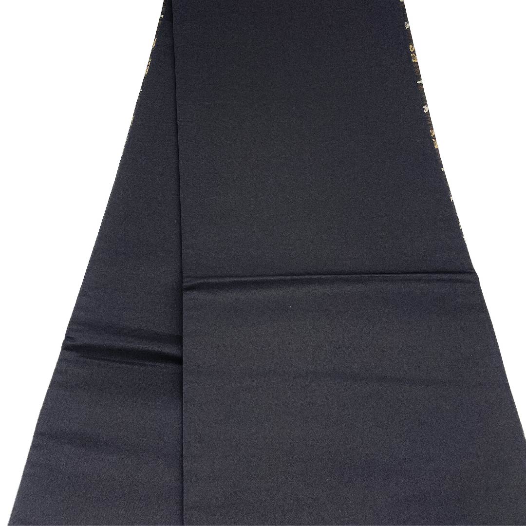 Fukuro Obi Black Pine Plum Bird Obi Length 454cm Pure Silk S Rank Full Length Casual Black 1123002852410