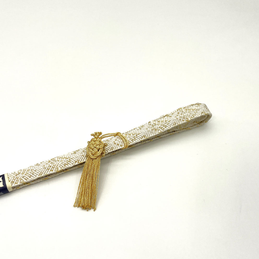 New/Old Stock Obiage & Obijime Set - Silk - NEW Rank - White - For Kurotomesode Kimono - Classic Fan Pattern - Length: approx. 160cm, Width: approx. 1.7cm - Formal - White Tones - 1141000431311