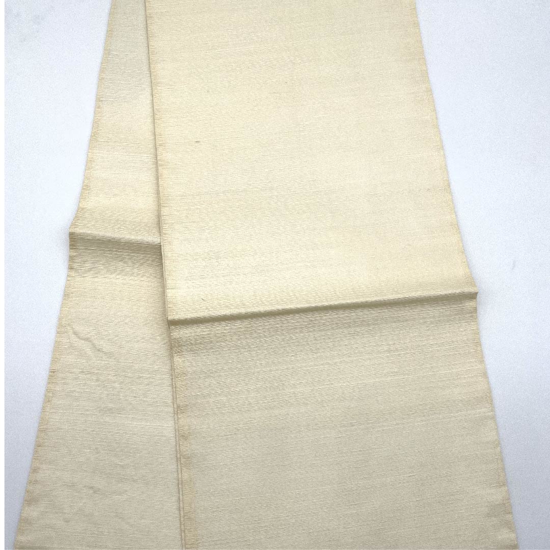 Fukuro Obi (sash) in off-white, summer obi with floral pattern, summer wear, obi length 442cm, pure silk, A rank, point pattern, casual, cream color, 1123007753315