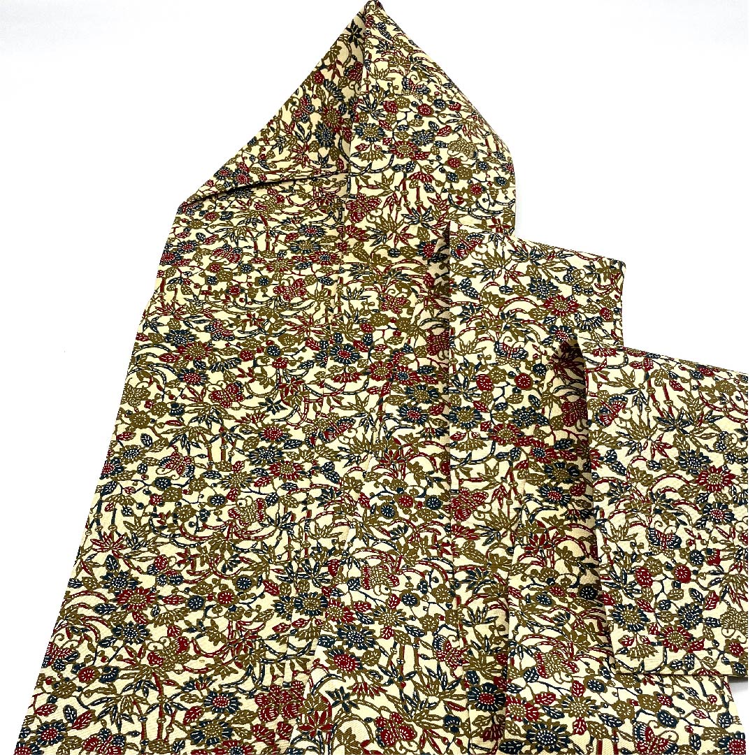 Nagoya obi, koji color, flower pattern, butterfly, stencil dye, obi length 370cm, pure silk, S rank, full length, casual, cream color, 1124003582315, Nagoya style