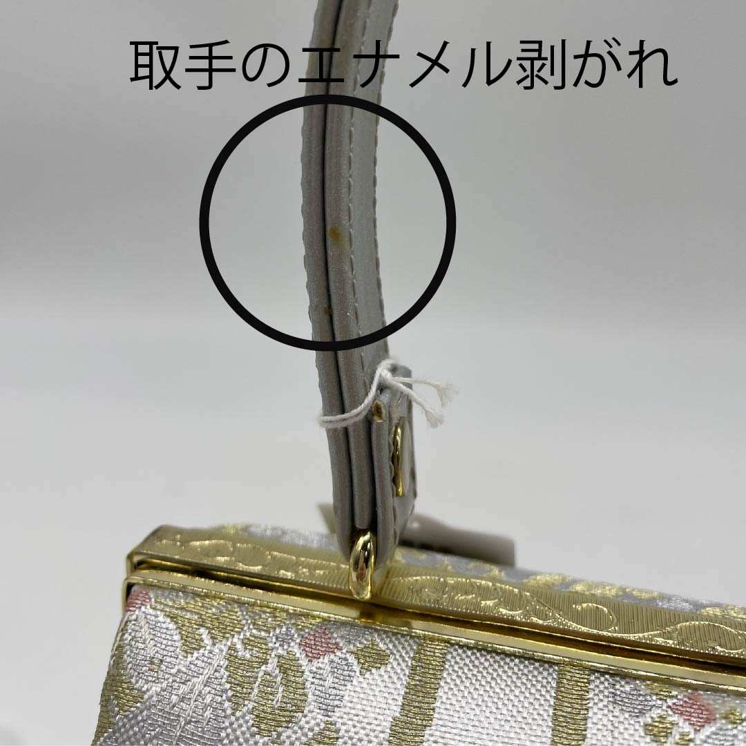 Formal Japanese style bag, silver (gin-iro), for Tomesode, Tachiwaku, classic pattern, beige, S rank, 113900016225