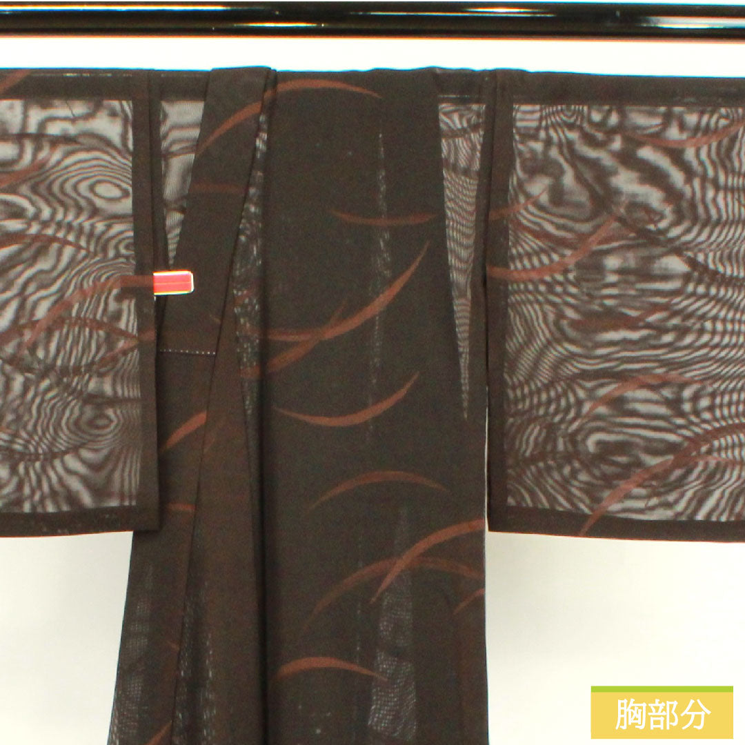 夏物 正絹 小紋 身丈161cm 裄丈65.5cm 赤黒色(あかぐろいろ) 紋紗 露草 紗 Sランク 茶系 1132001892414