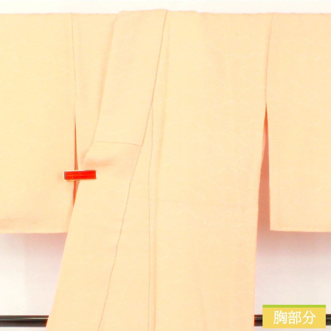 色無地 正絹 身丈164cm 裄丈64.5cm 朱華色(はねずいろ) ボカシ模様 袷 Sランク 橙系 1114001562426