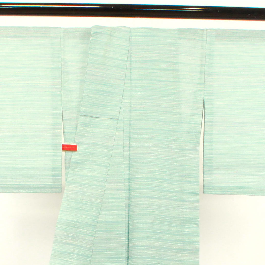 Summer pure silk tsumugi Length 163cm Sleeve length 63cm Light blue Horizontal stripes Gauze A rank Light blue 1132001023424