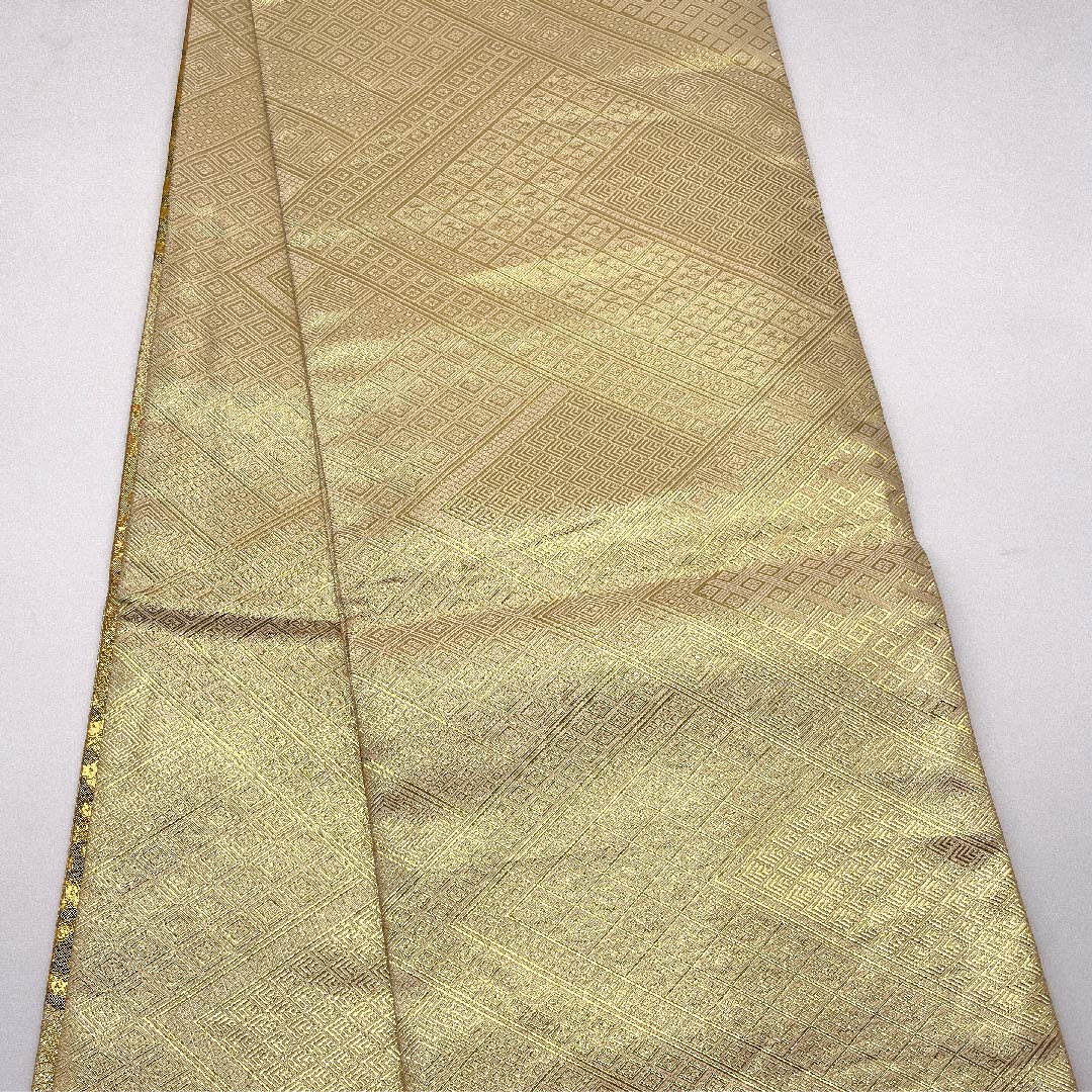 Fukuro Obi Gold Saga Nishiki Cherry Blossom Crane Length 450cm Pure Silk A Rank Six-way Formal Gold 1123006063321