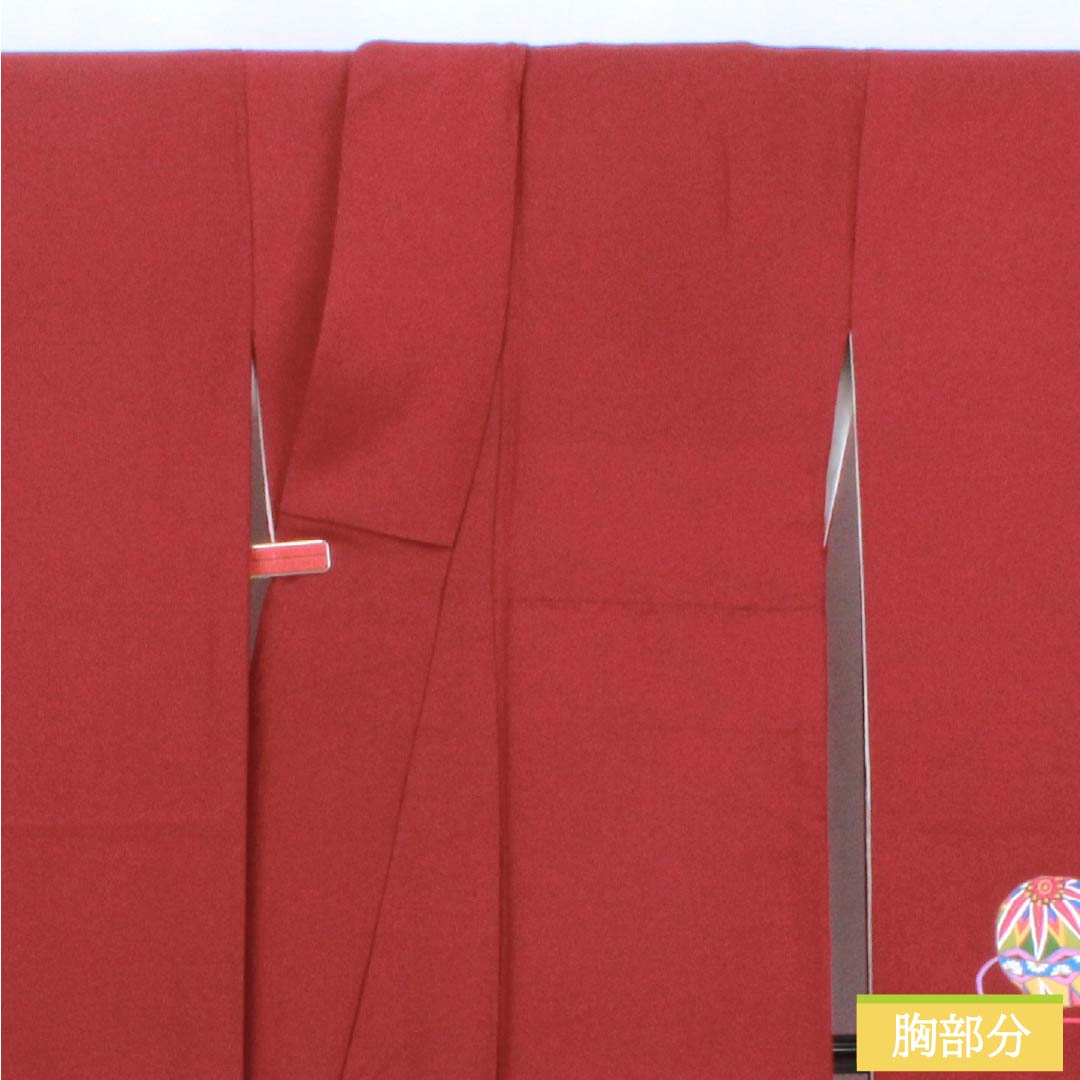Furisode Pure Silk S Rank Length 157cm (4ft 9in) Sleeve-to-sleeve 64cm (2ft 1in) Lined Dark Red (Enji-iro) Suzhou Embroidery Temari Red color scheme 1113002802312