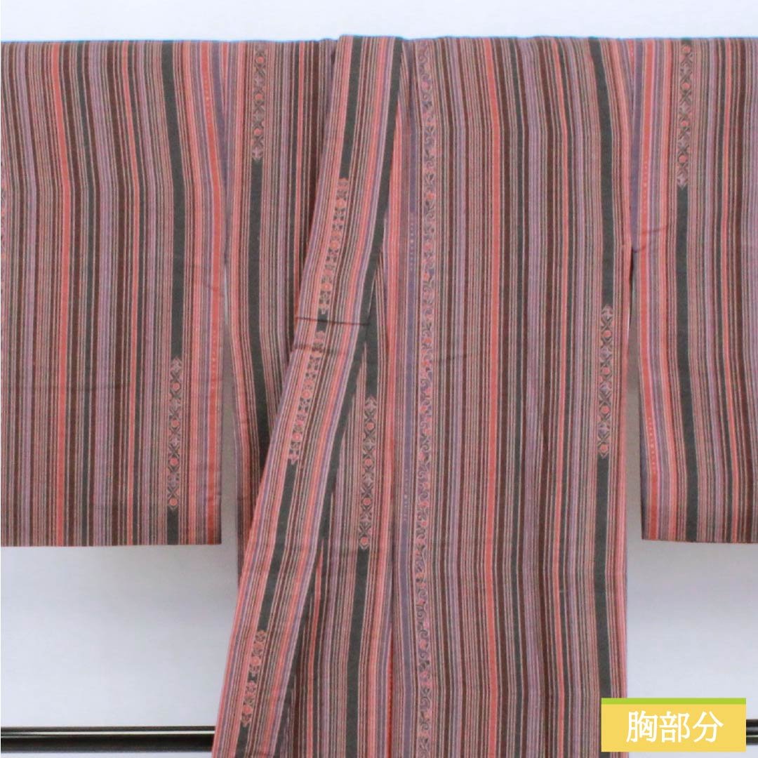 Komon silk S-rank kimono, length 157cm, sleeve length 64cm, lined, striped, small floral design, tsumugi fabric, gradation pattern, product number 1115007012399