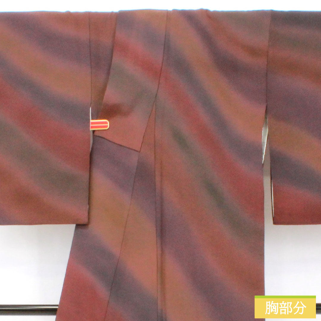 小紋 正絹 身丈165cm 裄丈66.5cm 袷 ぼかし染 抽象模様 草木染 Aランク グラデーション系 1115004743599