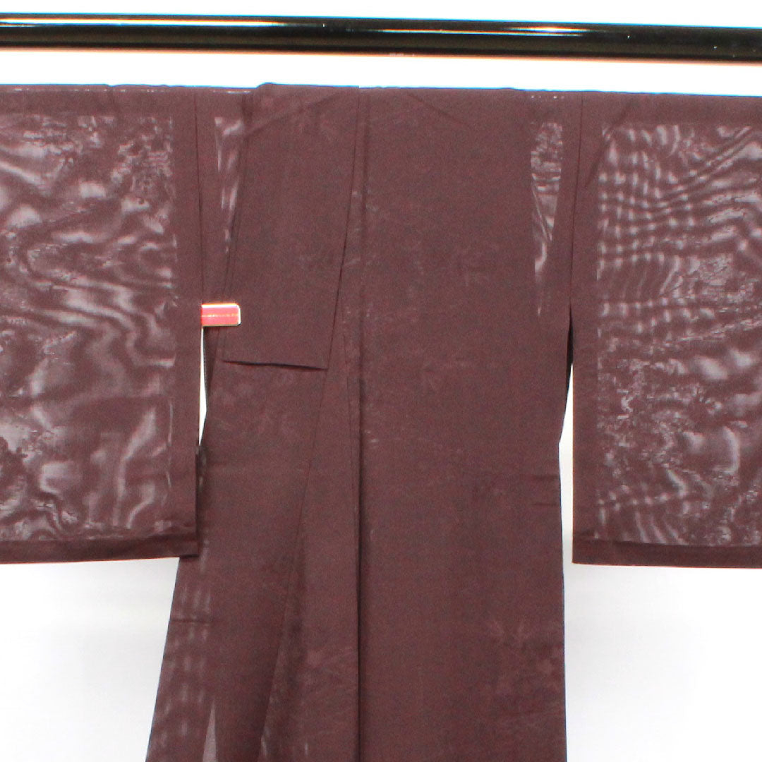 Summer pure silk plain color Length 163cm Sleeve length 64cm Extreme color (Shigokuiro) Flowing water Bamboo grass Silk S rank Purple 1132001402420