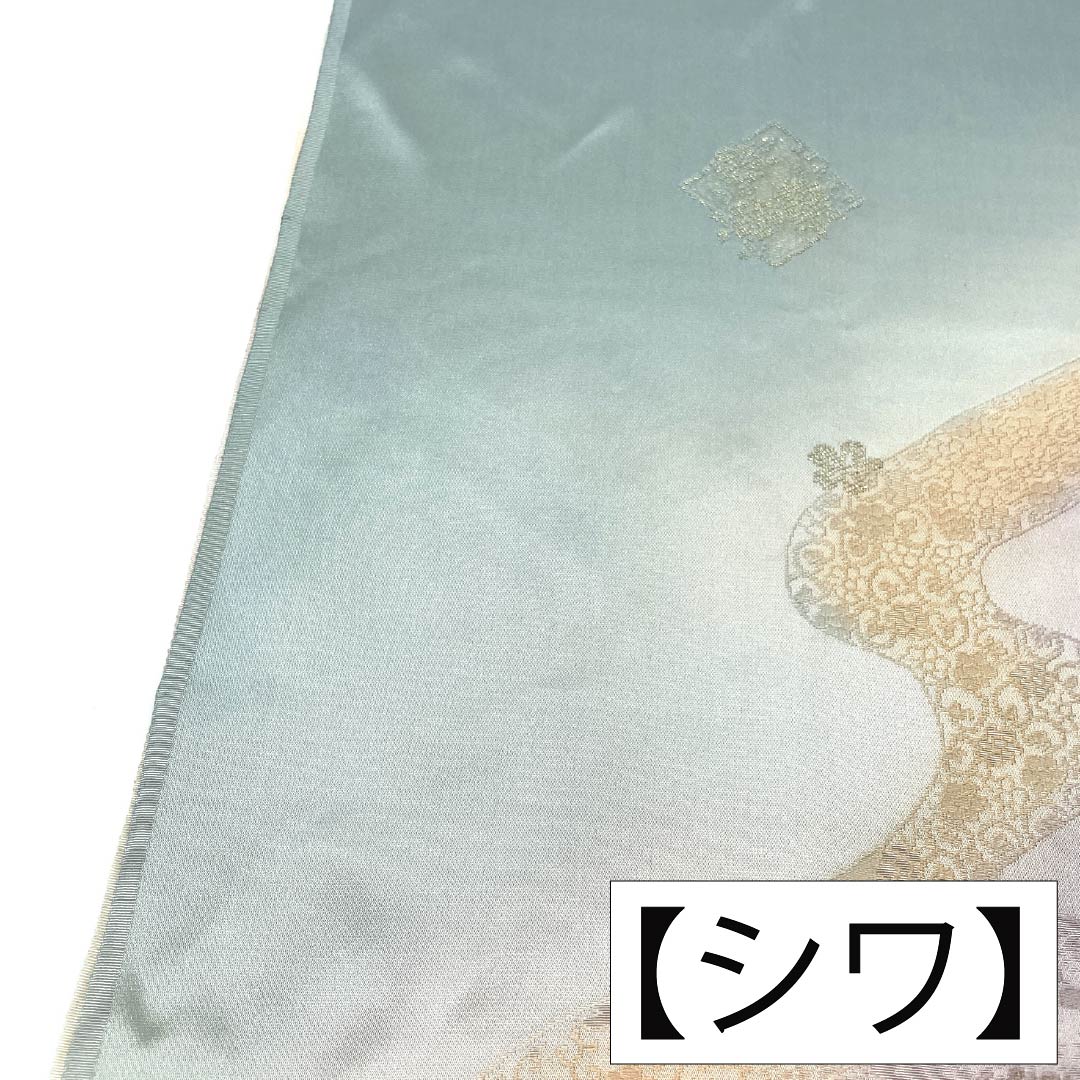 帯揚げ 正絹 Aランク セミフォーマル 薄水色(うすみずいろ) 桜 雲 長さ約180cm 幅約30.5cm 水色系 1136004213924