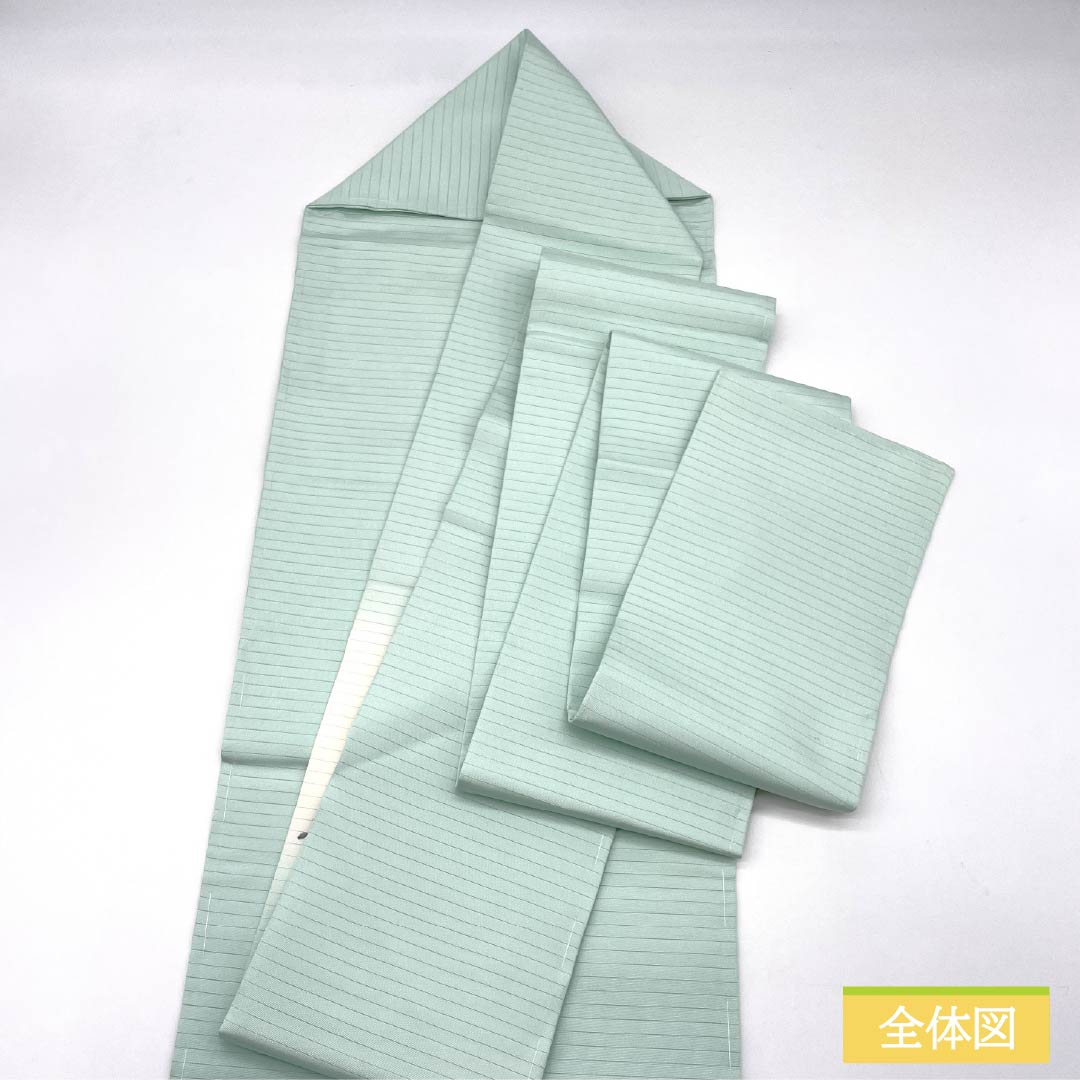 名古屋帯 正絹 薄浅葱色(うすあさぎいろ) 夏帯 作家物 染め帯 帯丈379cm Sランク ポイント柄 セミフォーマル 緑系 1124008552319 名古屋仕立て