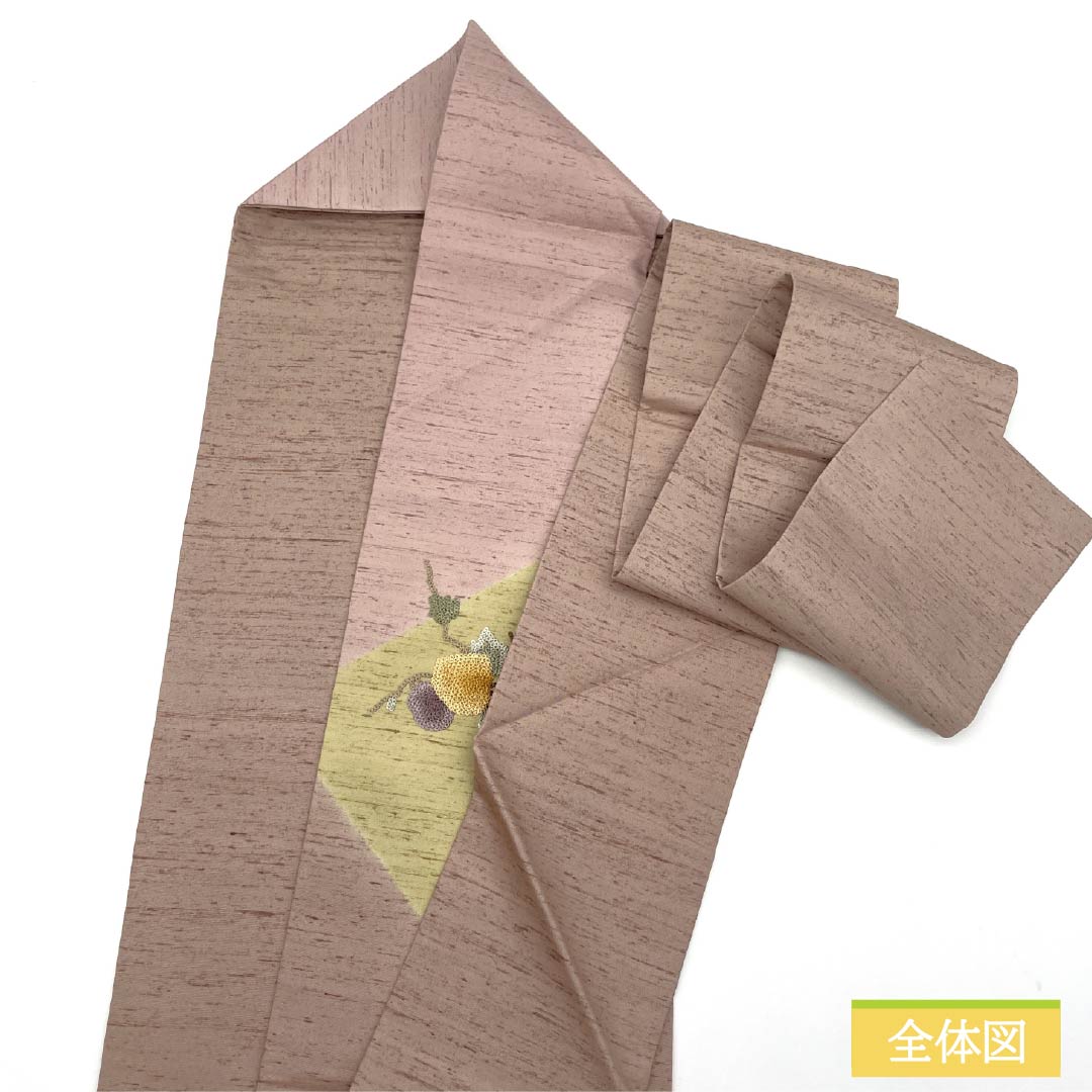 Nagoya obi, Sagara embroidery, Ushiku Tsumugi fabric, fruit, obi length 381cm, pure silk, S rank, point pattern, casual, gradation style, 1124007382499, Nagoya tailoring