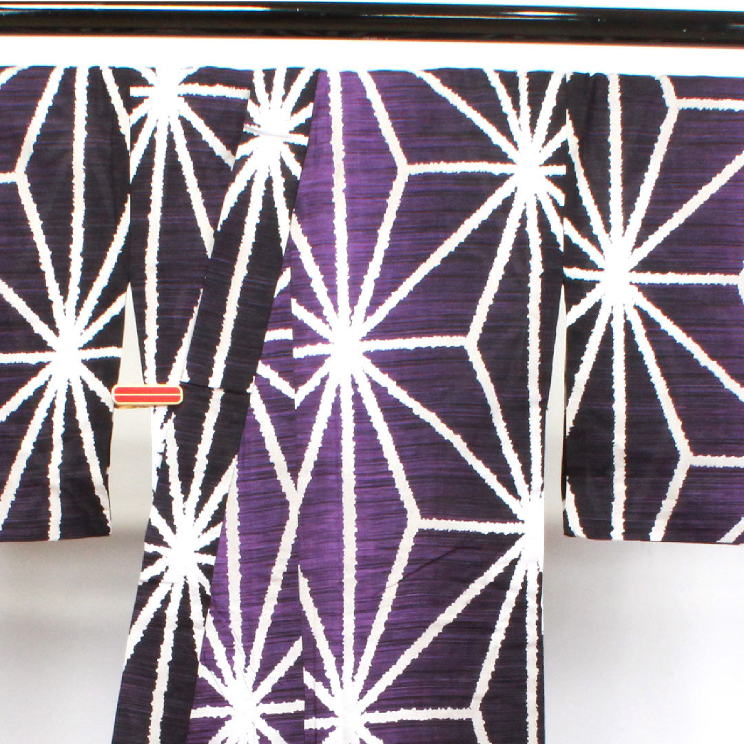Yukata Asanoha Cotton S Rank Single Layer Length 162.5cm Sleeve Length 69.5cm Purple 1118003942420