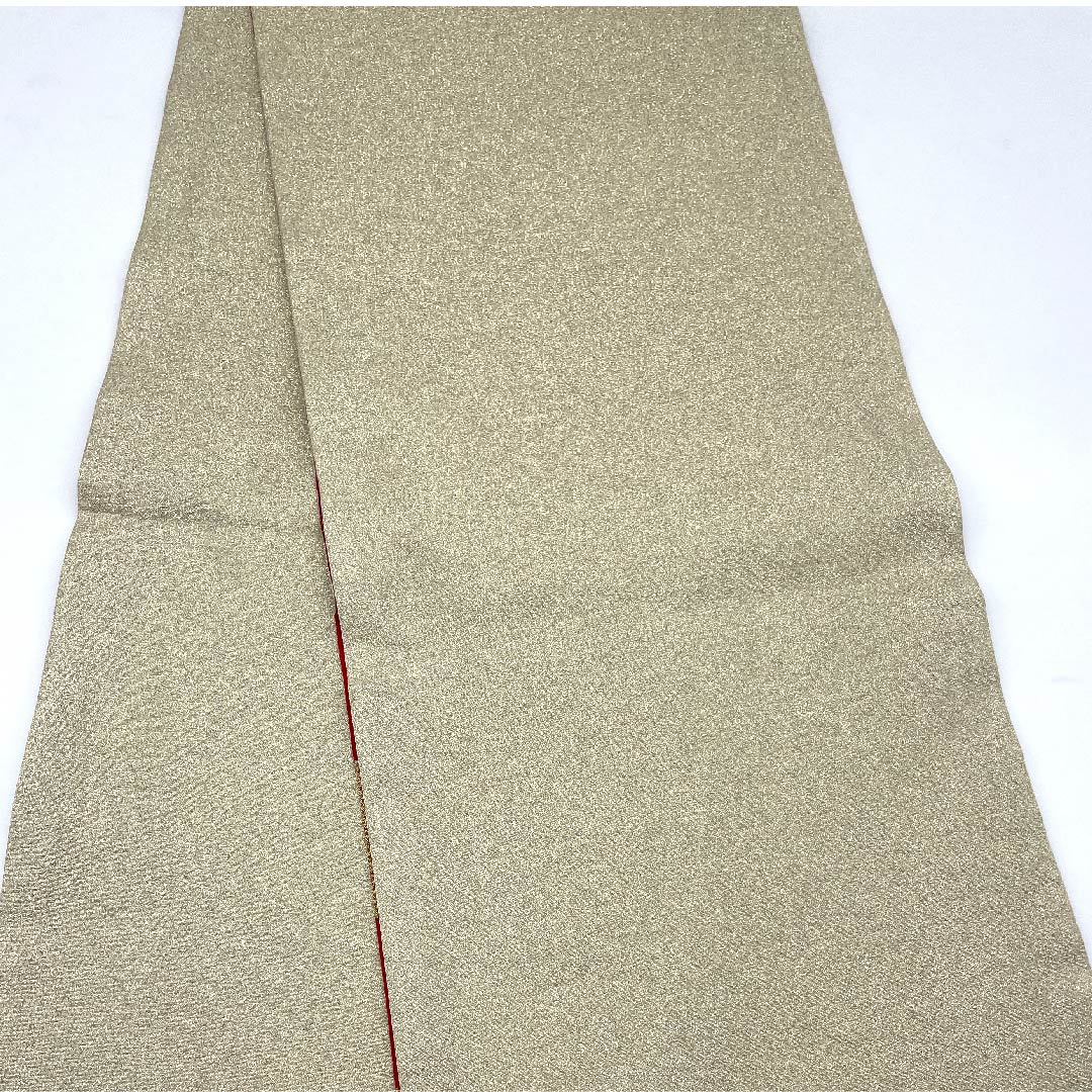 Gold-colored Fukuro Obi for Furisode, Checkered, Length 432cm, Pure Silk, A-Rank, Six-way, Formal, Gold-based, 1123006233321