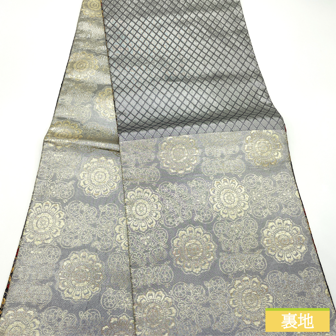 Fukuro obi, pure silk, A rank, abstract pattern, Nishijin-ori, obi length 424cm, rokkaku, formal, gradient, 1123017323399