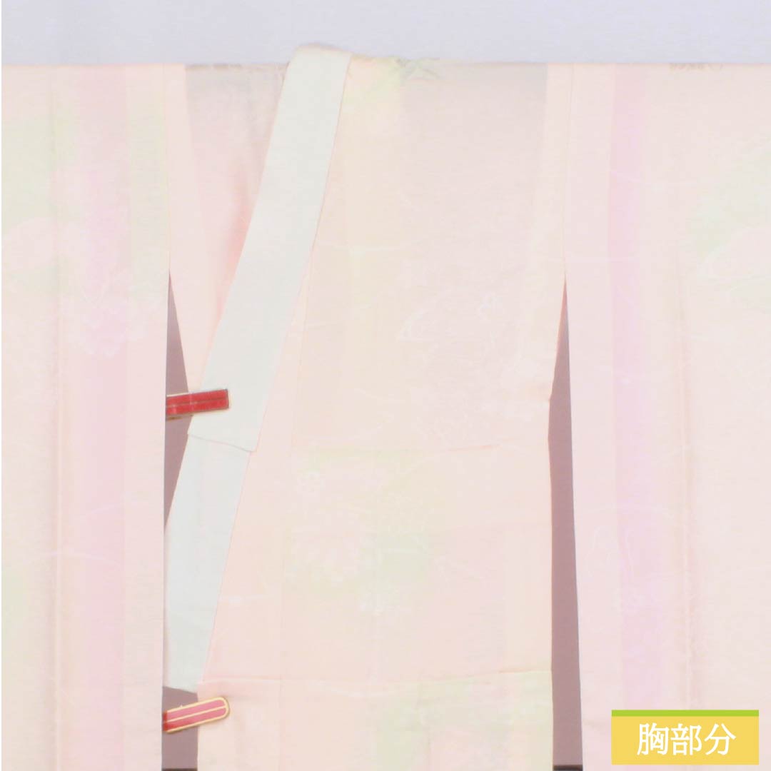 Nagajuban (long under-kimono) made of pure silk, S-rank, length 120.5cm, sleeve length 60.5cm, single-layer, floral and butterfly design, pink, product number 1129000852113