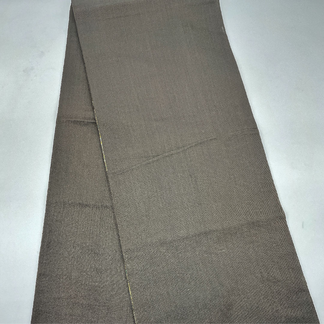 袋帯 暗黒色色(あんこくしょくいろ) 家屋 風景模様 帯丈408cm 正絹 Bランク 六通 カジュアル 茶系 1123004954314