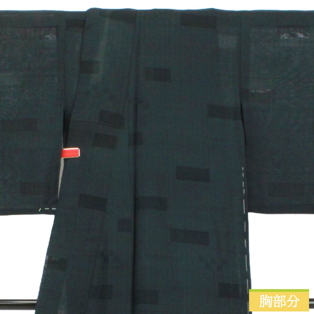 Summer Silk Iromuji (Solid Color Kimono) B Rank, Length 161cm, Sleeve-to-Sleeve 65.5cm, Tsumugi Fabric, Mon-sha (Gauze with Woven Patterns), Sha (Gauze), Black-ish, 1132003824410