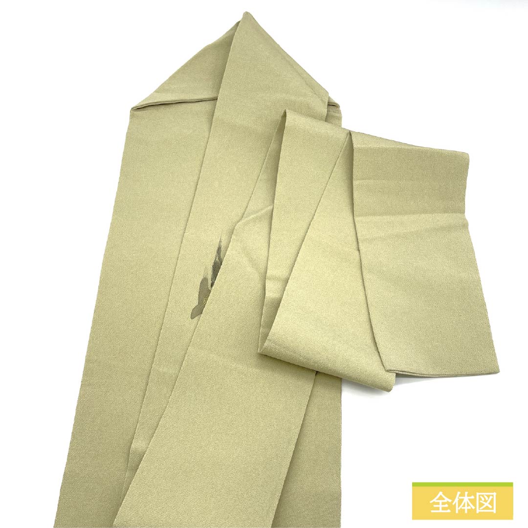 Nagoya Obi, Pure Silk, Grade A, Rikyu White Brown (Rikyu Shirachairo), Dyed Obi, Chirimen Fabric, Okoze Pattern, 360cm Long, Pointed Pattern, Casual, Green, Product Number: 1124010543319, Nagoya Style