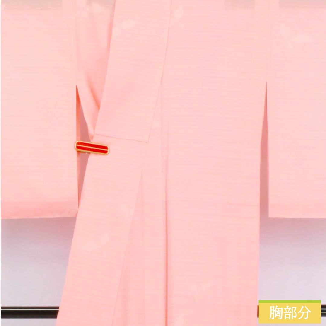 Summer pure silk komon kimono, length 154cm, sleeve length 63cm, pale crimson red (usubeniakairo), crested ro (ro) fabric with a plant and tree pattern, S rank, pink, product number 1132002852213